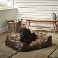Bunty Tuscan Faux Leather Dog Bed - Brown