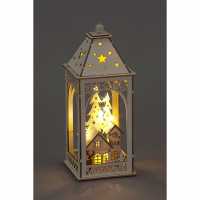 Natural Wood Lantern 28.5Cm  Коледна украса