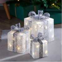 The Spirit Of Christmas 3Pc Led Parcels 54 White One Size  Коледна украса