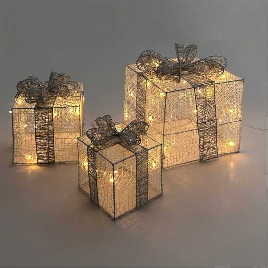 The Spirit Of Christmas 3Pc Led Parcels 54 White One Size  Коледна украса