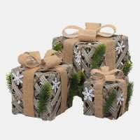 The Spirit Of Christmas 3Pc Rattan Parcels 54 Beige One Size  Коледна украса