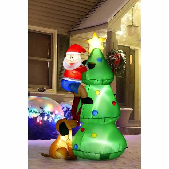 Homcom 1.8M Inflatable Christmas Tree With Santa  Коледна украса