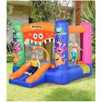 Outsunny 9.5Ft Bouncy Castle With Basket And Slide