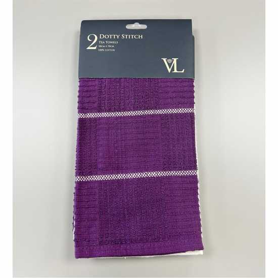 2Pk Dotystitchttowel43 Purple Хавлиени кърпи