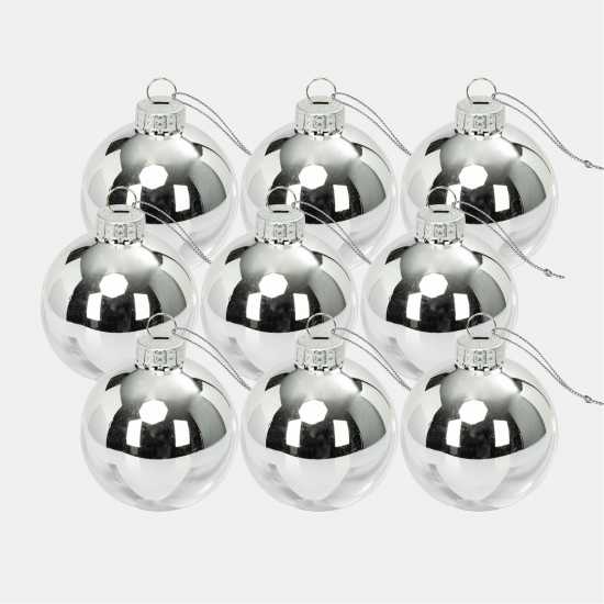 The Spirit Of Christmas 9Pk 60Mm Glass Bauble Multicolor Сребърно 