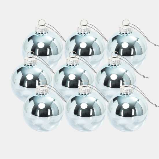 The Spirit Of Christmas 9Pk 60Mm Glass Bauble Multicolor Светло синьо 