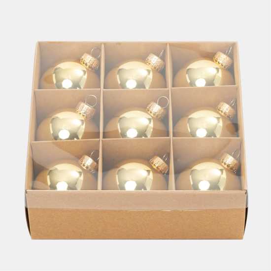 The Spirit Of Christmas 9Pk 60Mm Glass Bauble Multicolor Бляскаво златно 