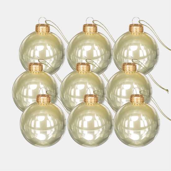 The Spirit Of Christmas 9Pk 60Mm Glass Bauble Multicolor Светло златен 