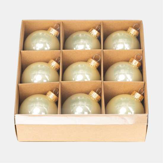 The Spirit Of Christmas 9Pk 60Mm Glass Bauble Multicolor Светло златен 