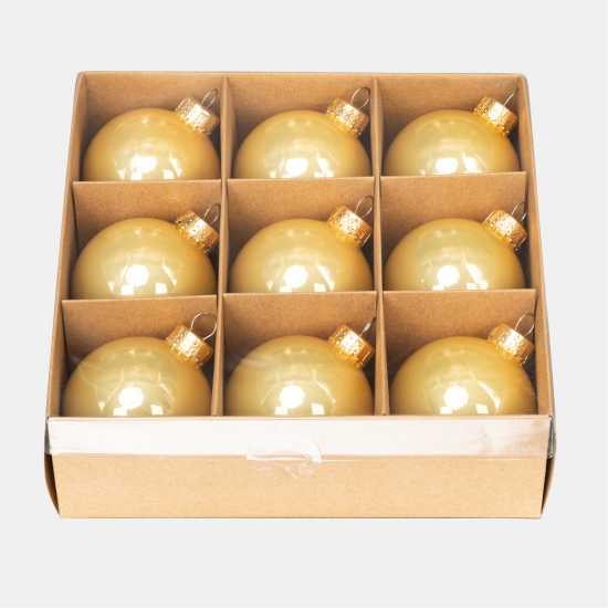 The Spirit Of Christmas 9Pk 60Mm Glass Bauble Multicolor Бледо златно The Spirit Of Christmas 9Pk 60Mm Glass Bauble Multicolor Бледо златно