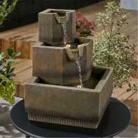 Square 3 Tiered Solar Water Feature