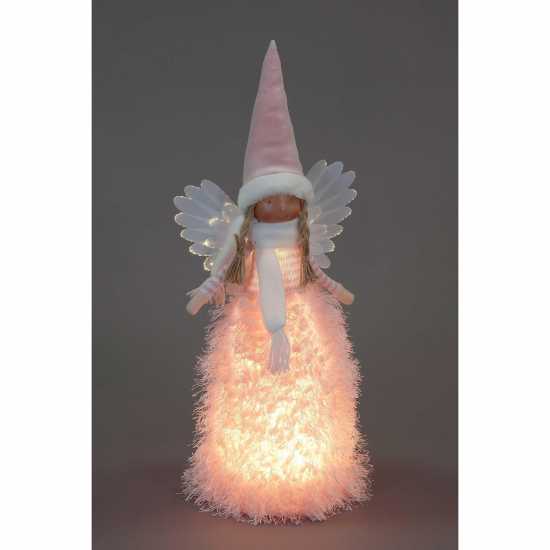 Led Pink Standing Angel  Коледна украса