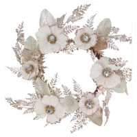Cream/gold Magnolia/fern Leaf Wreath  Коледна украса