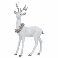 Natural Resin Stag With Cone Wreath Ornament