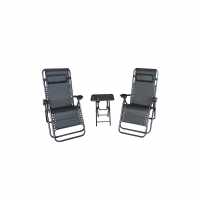 Culcita Camping 2 Gravity Chairs And Table Set Black Лагерни маси и столове