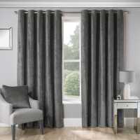 Casa Crushed Velvet Curtains Charcoal SD Домашни стоки