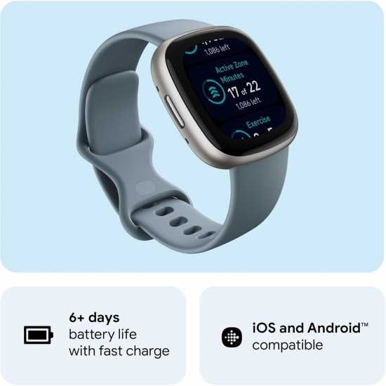 4 Fitness Smartwatch With Built-In Gps And Up To 6 Days Battery Life Waterfall Blue/platinum 4 Fitness Smartwatch With Built-In Gps And Up To 6 Days Battery Life Waterfall Blue/platinum