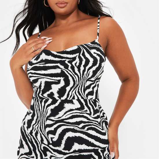 Cowl Neck Maxi Dress Black Zebra Дамски поли и рокли