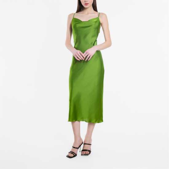 Satin Midaxi Dress Chartreuse Дамски поли и рокли