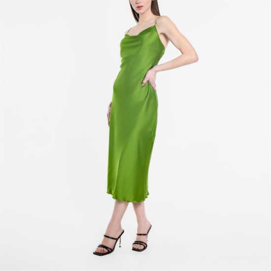 Satin Midaxi Dress Chartreuse Дамски поли и рокли