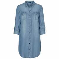 Риза С Дълъг Ръкав Vero Moda Long Sleeve Shirt Dress Light Blue Дамски поли и рокли