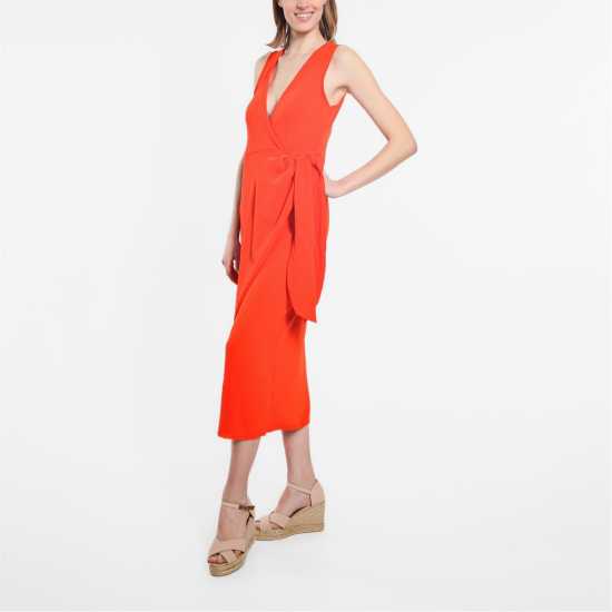 Sleeveless Wrap Dress Orange Дамски поли и рокли