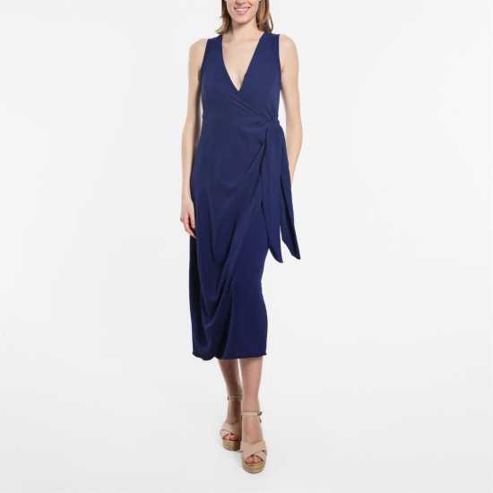 Be You Women's Sleeveless Wrap Maxi Dress Морска синьо 