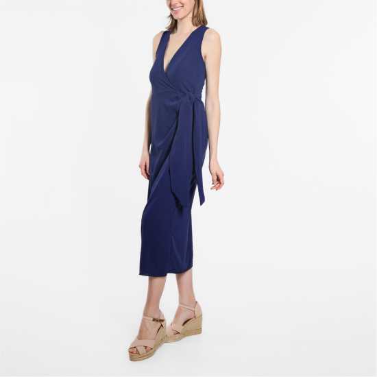 Be You Women's Sleeveless Wrap Maxi Dress Морска синьо 