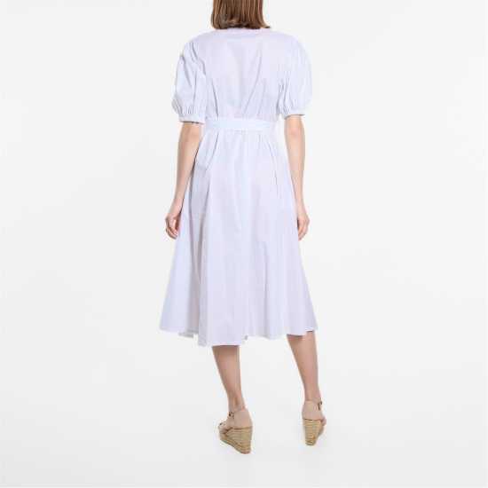 Рокля-Риза Stripe Belted Midi Shirt Dress White Дамски поли и рокли