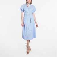 Рокля-Риза Stripe Belted Midi Shirt Dress Blue Stripe Дамски поли и рокли