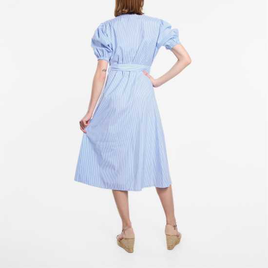 Рокля-Риза Stripe Belted Midi Shirt Dress Blue Stripe Дамски поли и рокли