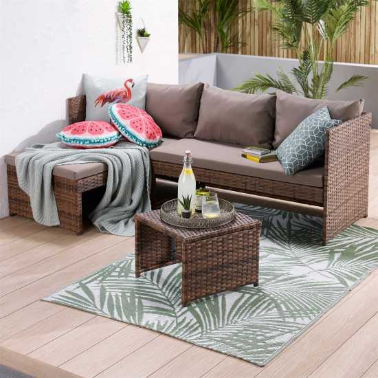 Kauai Corner Rattan Chaise Sofa Set Brown Лагерни маси и столове
