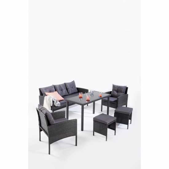 Black/grey 7 Seater Outdoor Dining Set  Лагерни маси и столове