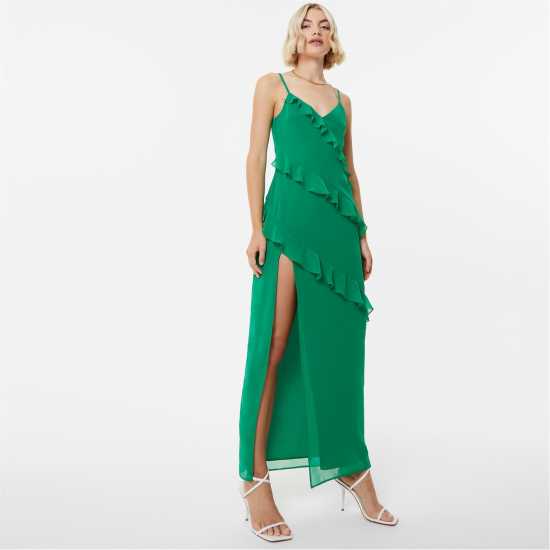 Jack Wills Frill Maxi Dress Green Дамски поли и рокли