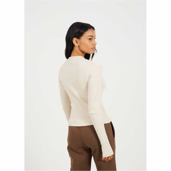 Contour Ribbed Zip Top Cream Contour Ribbed Zip Top Cream