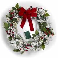 The Spirit Of Christmas 50Cm Pre-Lit Wreath 54 Red Bow One Size  