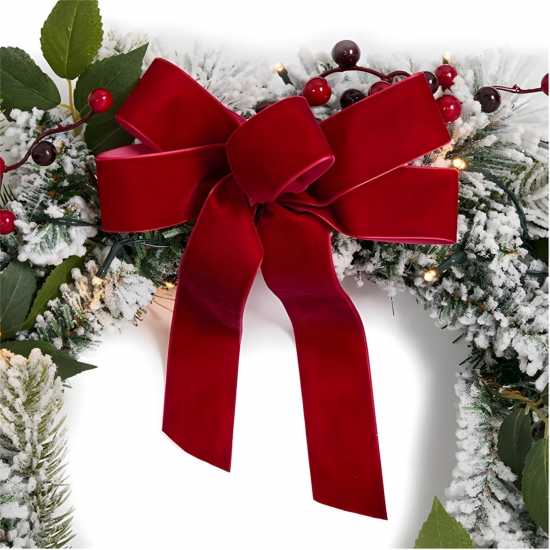 The Spirit Of Christmas 50Cm Pre-Lit Wreath 54 Red Bow One Size  