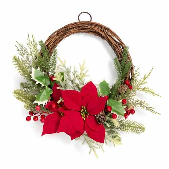 The Spirit Of Christmas 40Cm Pre Lit Half Wreath 54 Poinsetta One Size The Spirit Of Christmas 40Cm Pre Lit Half Wreath 54 Poinsetta One Size