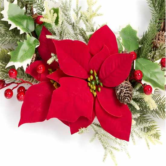 The Spirit Of Christmas 40Cm Pre Lit Half Wreath 54 Poinsetta One Size The Spirit Of Christmas 40Cm Pre Lit Half Wreath 54 Poinsetta One Size