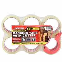 Dekton 6 Piece Packing Tape With Cutter 50M X 48Mm Sticky  