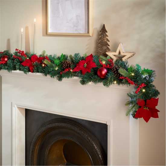 The Spirit Of Christmas 9Feet Poin Garland 54 Red One Size  