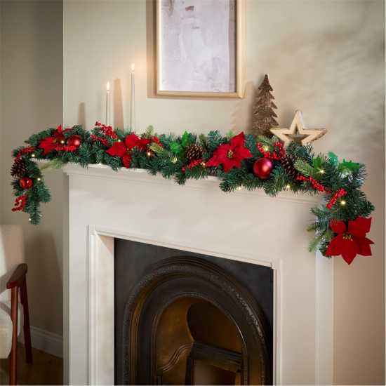 The Spirit Of Christmas 6Feet Poin Garland 54 Red One Size The Spirit Of Christmas 6Feet Poin Garland 54 Red One Size