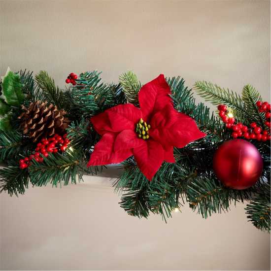 The Spirit Of Christmas 6Feet Poin Garland 54 Red One Size The Spirit Of Christmas 6Feet Poin Garland 54 Red One Size