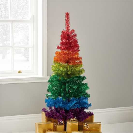 The Spirit Of Christmas 5Ft Rainbow Tinsel Christmas Tree The Spirit Of Christmas 5Ft Rainbow Tinsel Christmas Tree