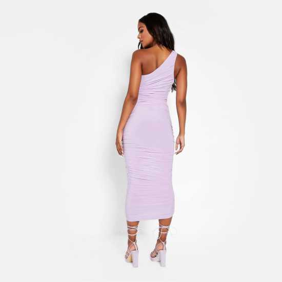 I Saw It First Double Layered Slinky Ruched One Shoulder Maxi Dress