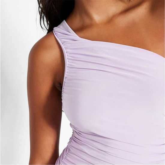 I Saw It First Double Layered Slinky Ruched One Shoulder Maxi Dress