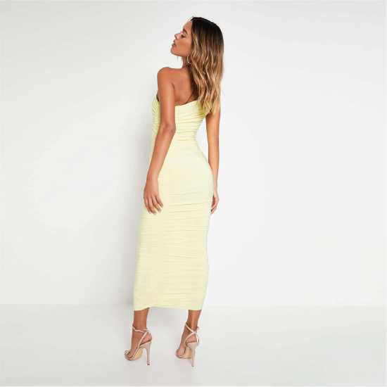 Slinky One Shoulder Ruched Double Layer Maxi Dress  Дамски поли и рокли