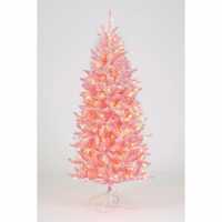 Snowtime Prelit Pink Flocked Christmas Tree