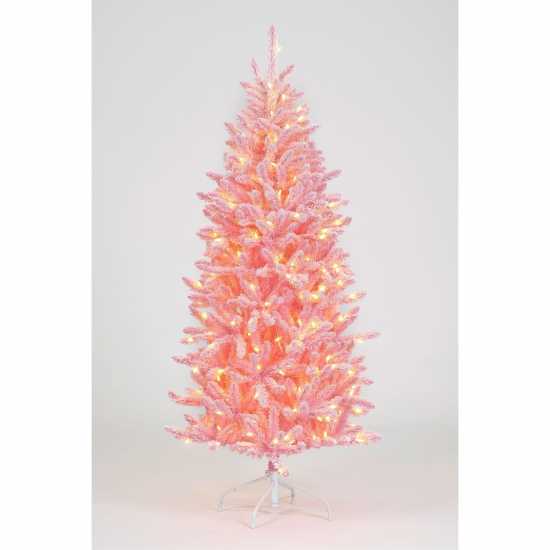 Snowtime Prelit Pink Flocked Christmas Tree  Коледна украса