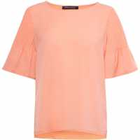 French Connection Classic Crepe Pintuck Shoulder T-Shirt Orange Дамски панталони тип Чино